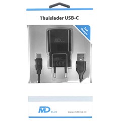 MD BLUE Huisstekker Set + 1 meter USB-C Laadkabel