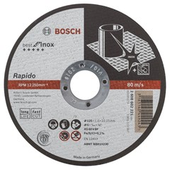 Bosch Doorslijpschijf Recht Inox 125 x 22,23 x 1 MM