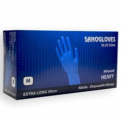 Sanogloves Melkershandschoen Blauw (Extra Lang / 100 Stuks / SG60) - Nitril Poedervrij