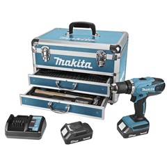 Makita accuboormachine DF457DWEX6 18V + 102-delige accessoireset