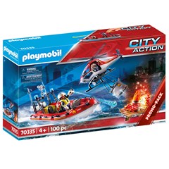PLAYMOBIL City Action 70335 - Brandweermissie met helikopter en boot