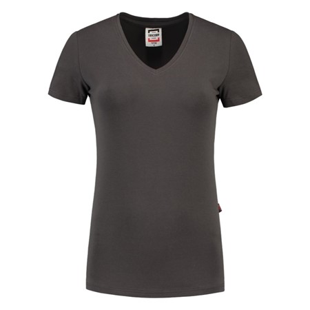 Tricorp Dames T-Shirt Casual 101008 190gr Slim Fit V-Hals Donkergrijs Maat 2XL