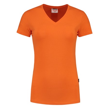 Tricorp Dames T-Shirt Casual 101008 190gr Slim Fit V-Hals Oranje Maat M
