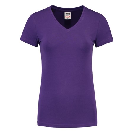Tricorp Dames T-Shirt Casual 101008 190gr Slim Fit V-Hals Paars Maat XS
