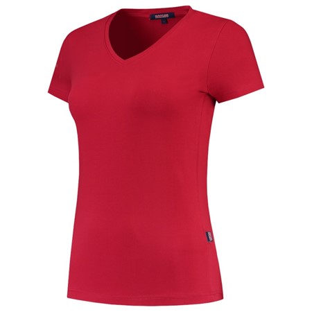 Tricorp Dames T-Shirt Casual 101008 190gr Slim Fit V-Hals Rood Maat L
